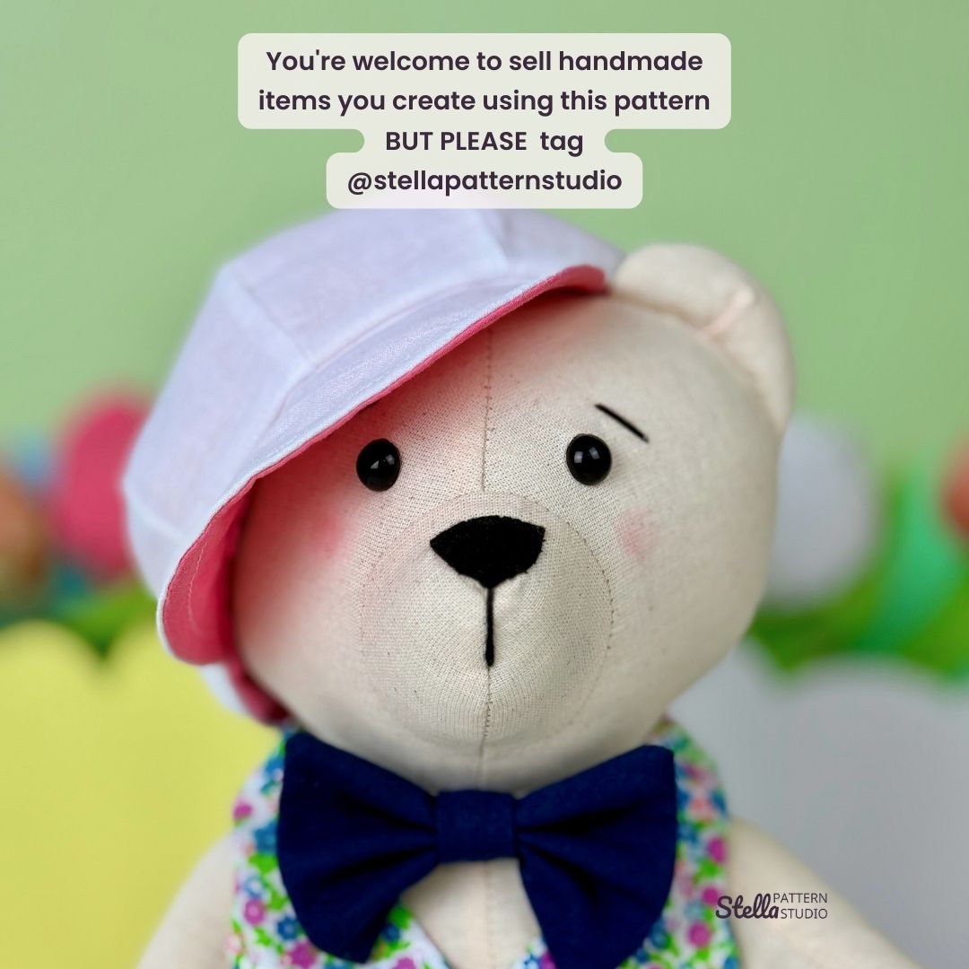 Sew your own classic teddy bear and Dress Up set: Classic Style Waistcoat, Flat Cap and Bow Tie; with this PDF sewing pattern & tutorial. Includes bonus tulip pattern. Perfect handmade gift for kids or grandkids!