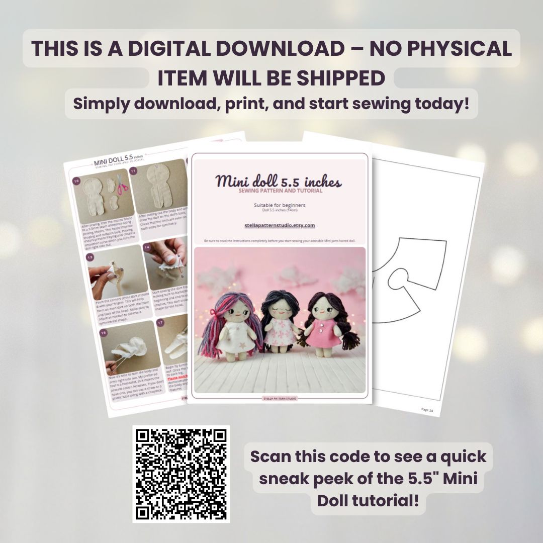 Sew Your Own 5.5-inch Mini Doll – Beginner Friendly PDF Pattern