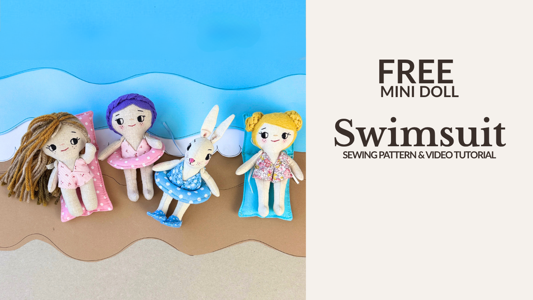 Download a free beginner-friendly Mini Doll Swimsuit sewing pattern with video tutorial. Fits all Stella Mini Dolls and pairs with the Pool Day Set.