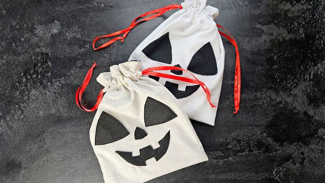 Free Lined Drawstring Pouch Bag with pumpkin face