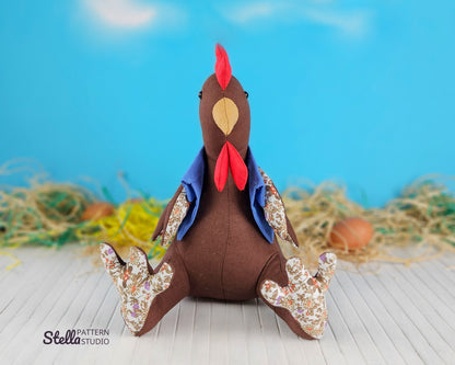 Chicken and Rooster PDF Stuffed Animal Sewing Pattern and tutorial