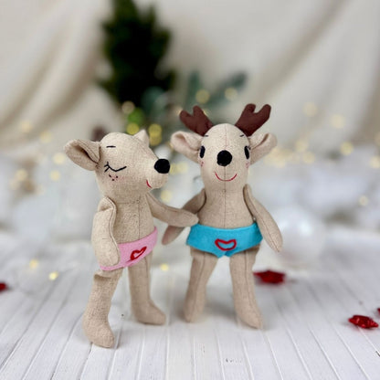 Sew your own Milo and Luna with this beginner friendly Mini Deer Doll PDF sewing pattern.