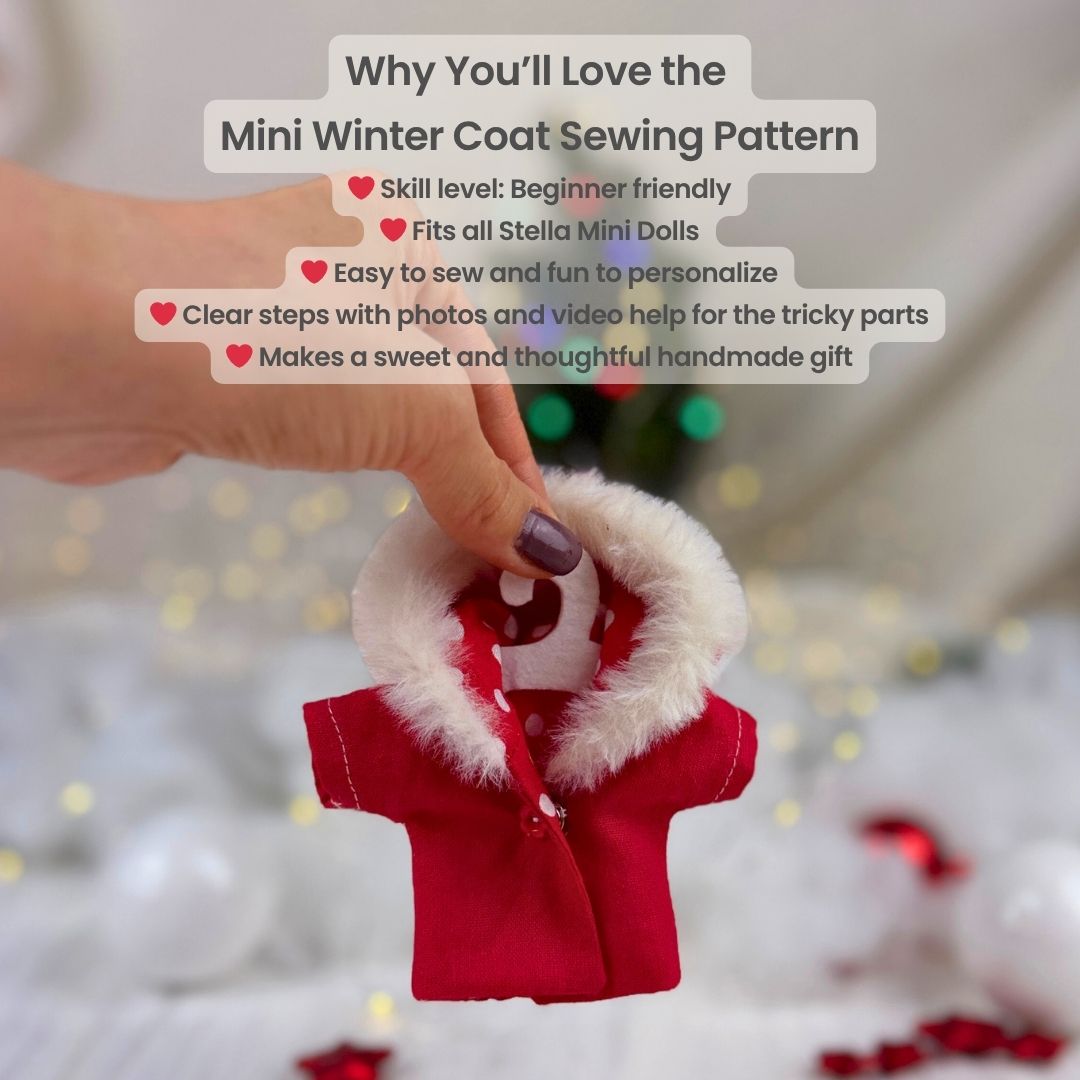 Sew your own Mini Winter Coat with this beginner friendly PDF sewing pattern from Stella Pattern Studio.