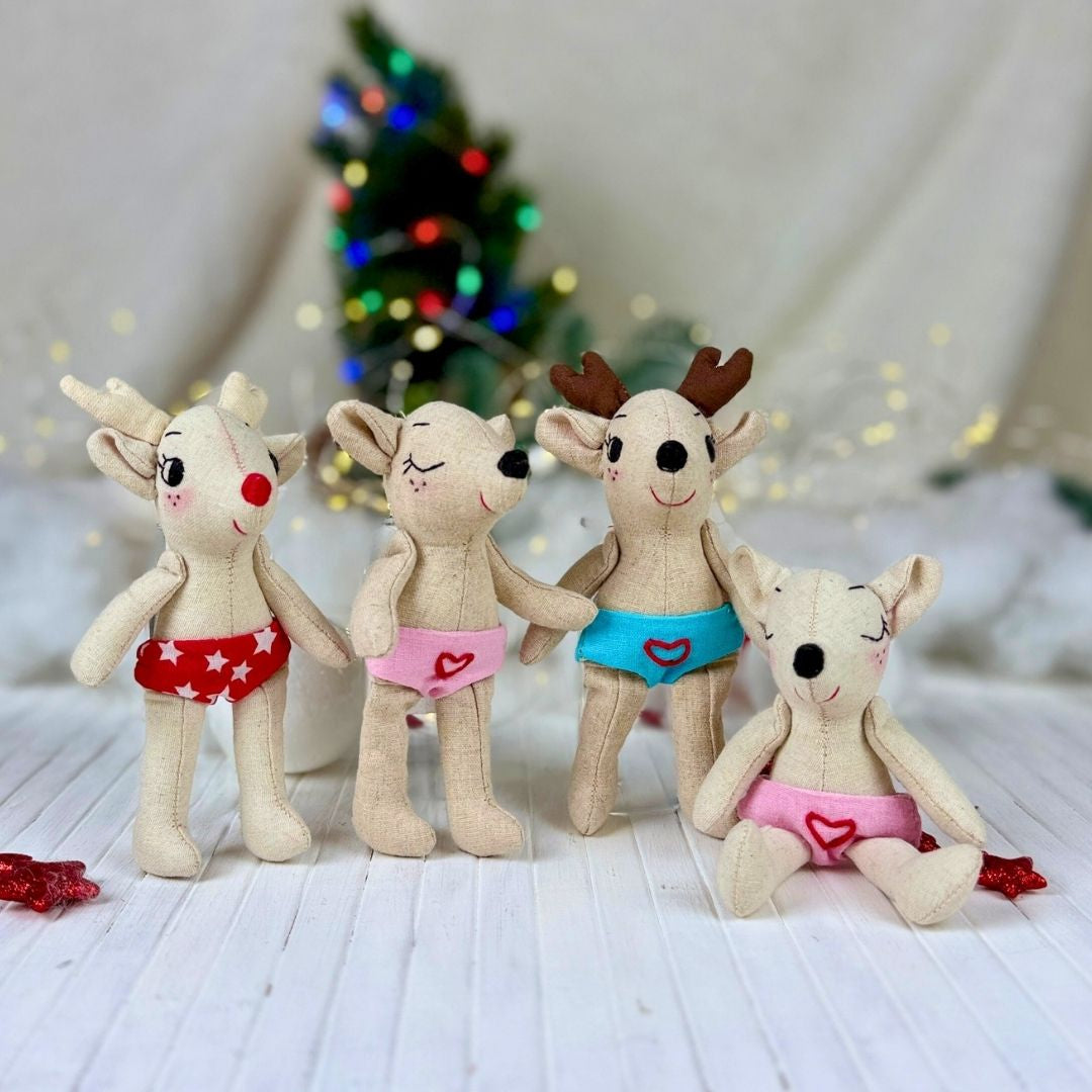 Sew your own Milo and Luna with this beginner friendly Mini Deer Doll PDF sewing pattern.