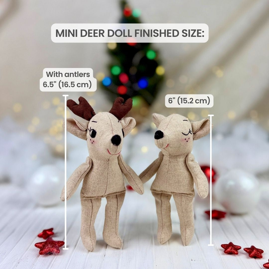 Sew your own Milo and Luna with this beginner friendly Mini Deer Doll PDF sewing pattern.