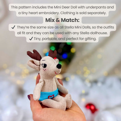 Sew your own Milo and Luna with this beginner friendly Mini Deer Doll PDF sewing pattern.