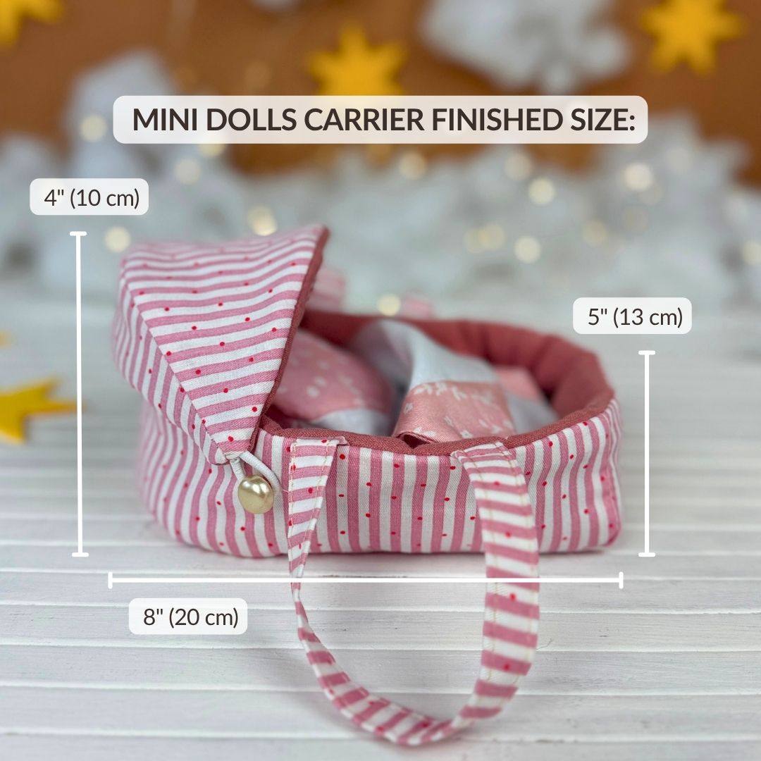 Beginner-friendly Mini Dolls Carrier & Bedding Set PDF sewing pattern by Stella Pattern Studio