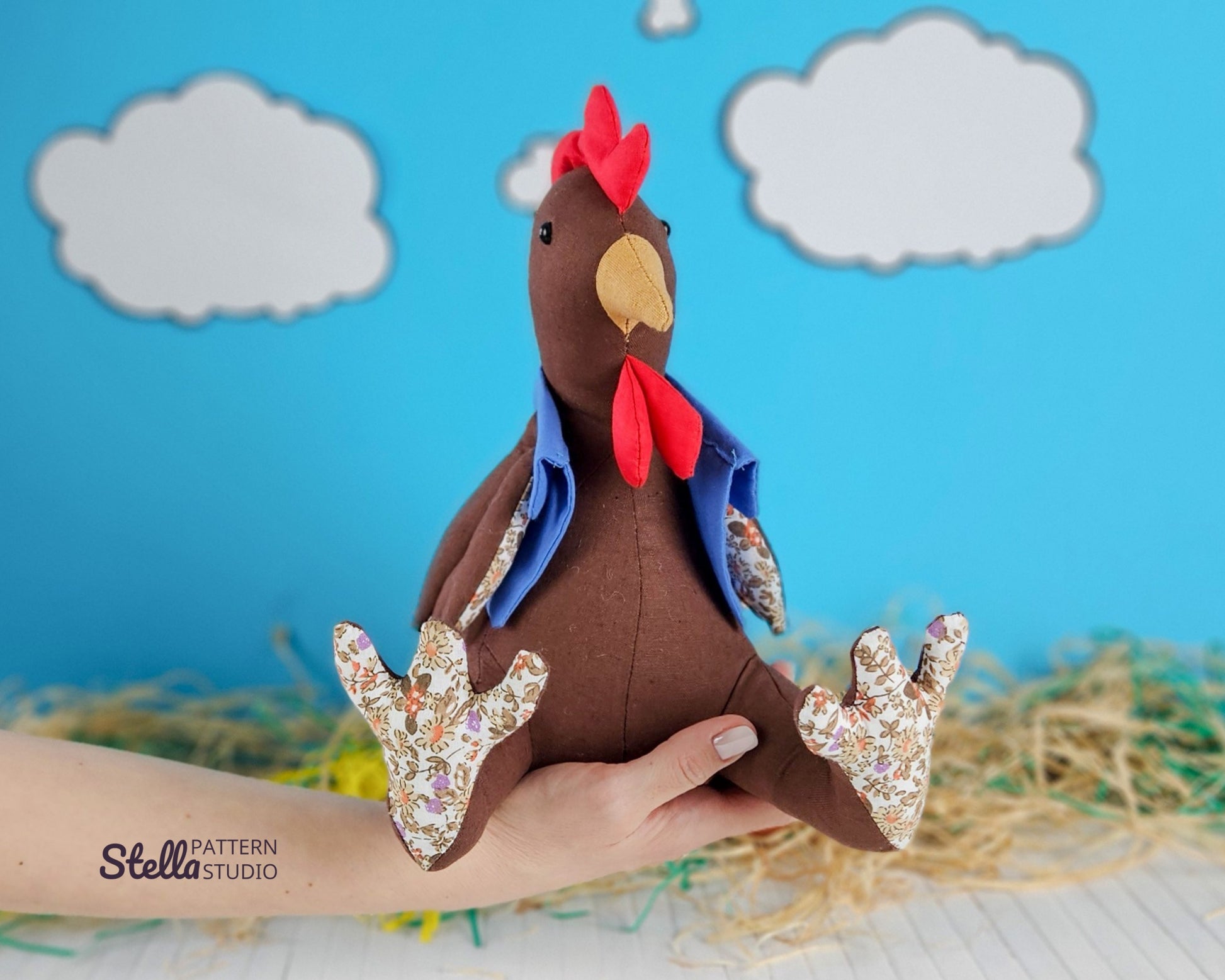 Chicken and Rooster PDF Stuffed Animal Sewing Pattern and tutorial