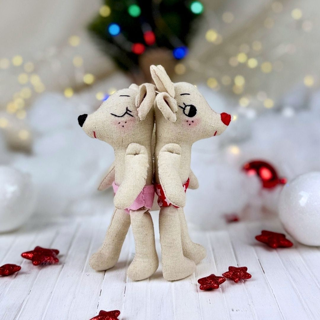 Sew your own Milo and Luna with this beginner friendly Mini Deer Doll PDF sewing pattern.