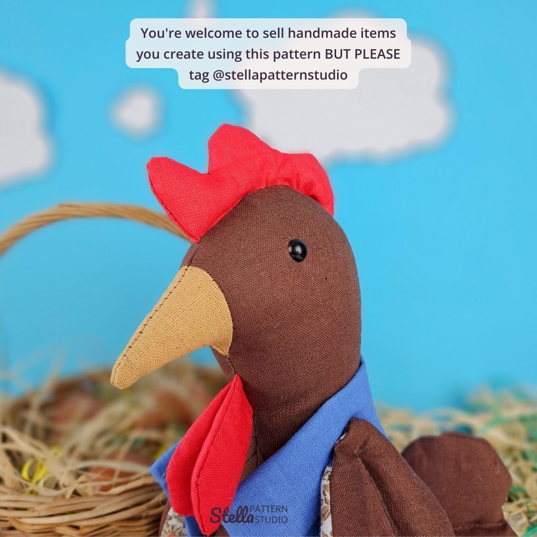 Chicken and Rooster PDF Stuffed Animal Sewing Pattern and tutorial