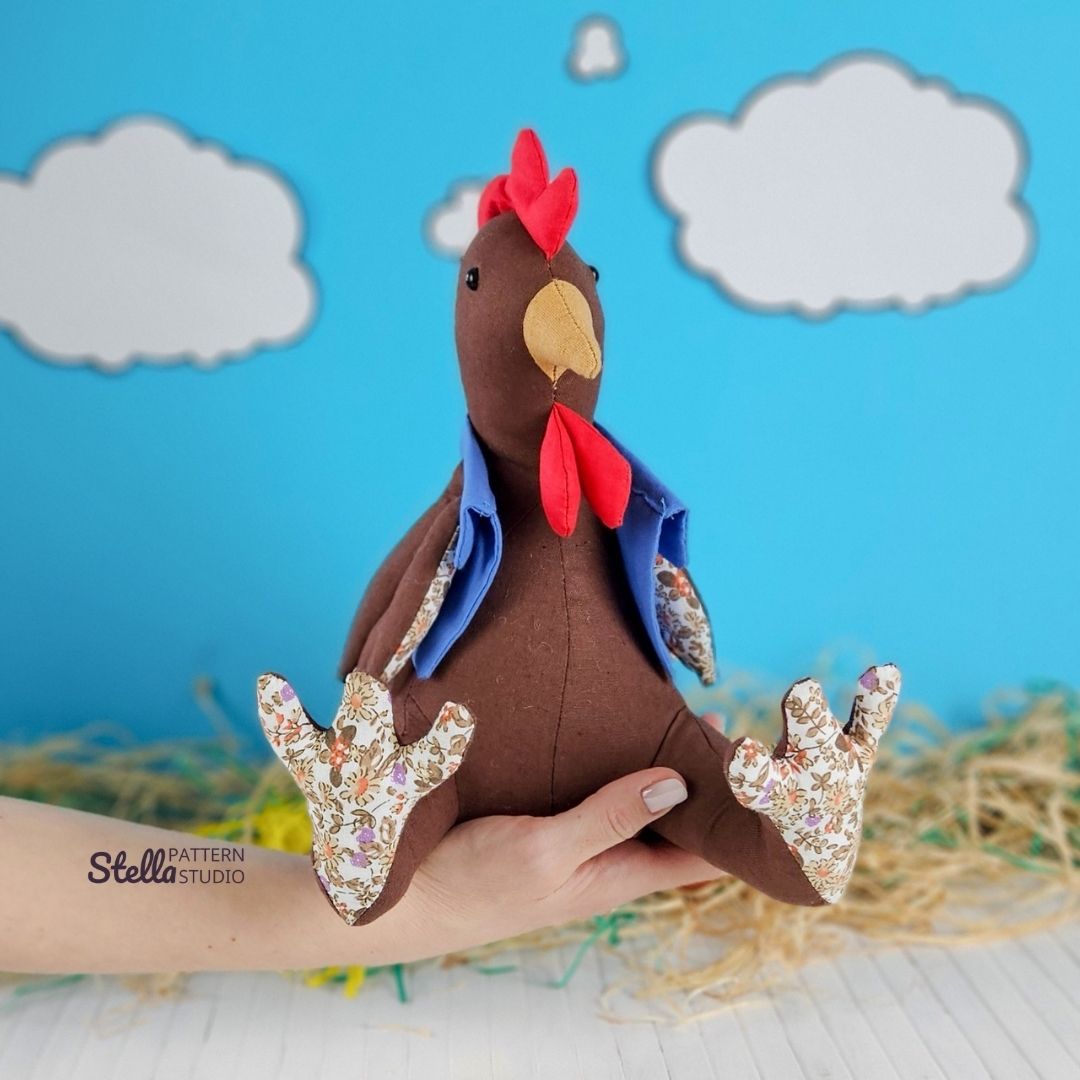 Chicken and Rooster PDF Stuffed Animal Sewing Pattern and tutorial