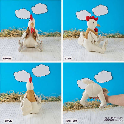 Chicken and Rooster PDF Stuffed Animal Sewing Pattern and tutorial