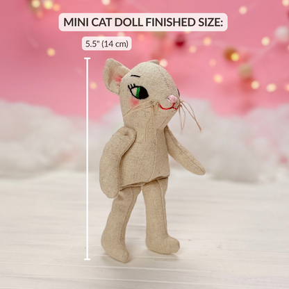 Mini Cat Doll in Overalls, Dress and Shoes - PDF Sewing Pattern and Tutorial