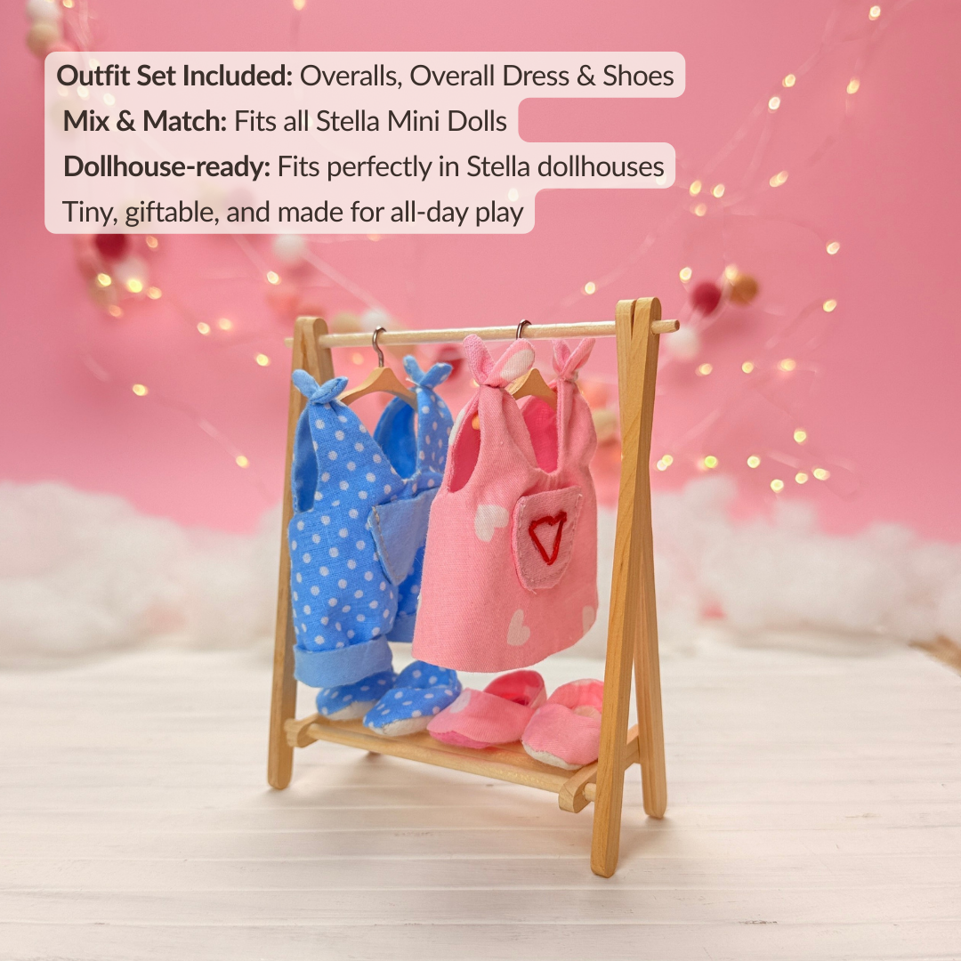 Mini Cat Doll in Overalls, Dress and Shoes - PDF Sewing Pattern and Tutorial