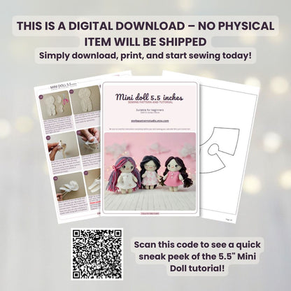 Sew Your Own 5.5-inch Mini Doll – Beginner Friendly PDF Pattern