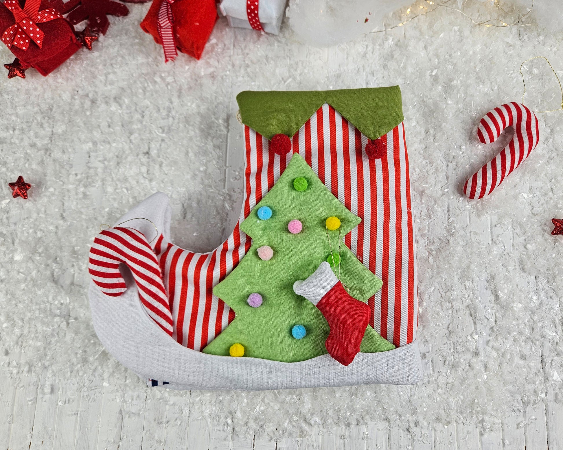 Christmas Elf Boot Dollhouse - PDF sewing pattern and tutorial