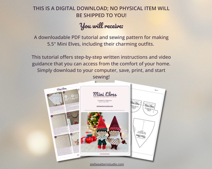 Make your own adorable 5.5” mini elves with our easy-to-follow PDF sewing tutorial!