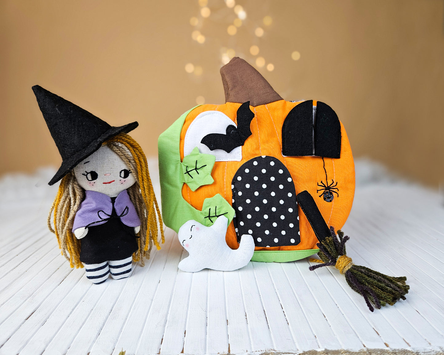 In this sewing tutorial, I will guide you through the entire process of sewing your Pumpkin Dollhouse, Mini doll 5.5“ in a dress and Witch costume providing a step-by-step tutorial that is easy to follow, along with helpful videos and photographs at each step. Whether you’re a beginner or have sewing experience, my tips and tricks will ensure a smooth and enjoyable crafting journey.