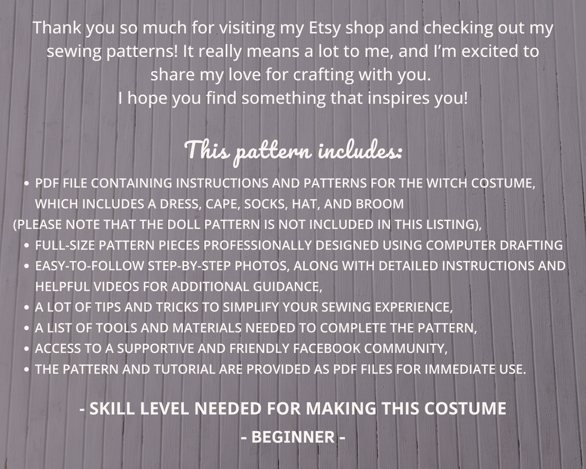 Witch costume - PDF sewing pattern and tutorial